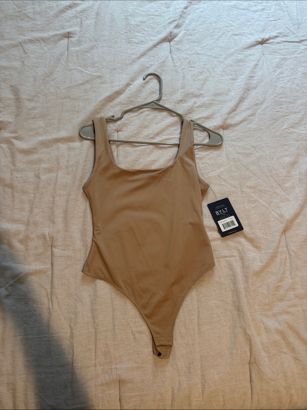 NWT BYLT Basics Women's Tan Scoop Neck Bodysuit